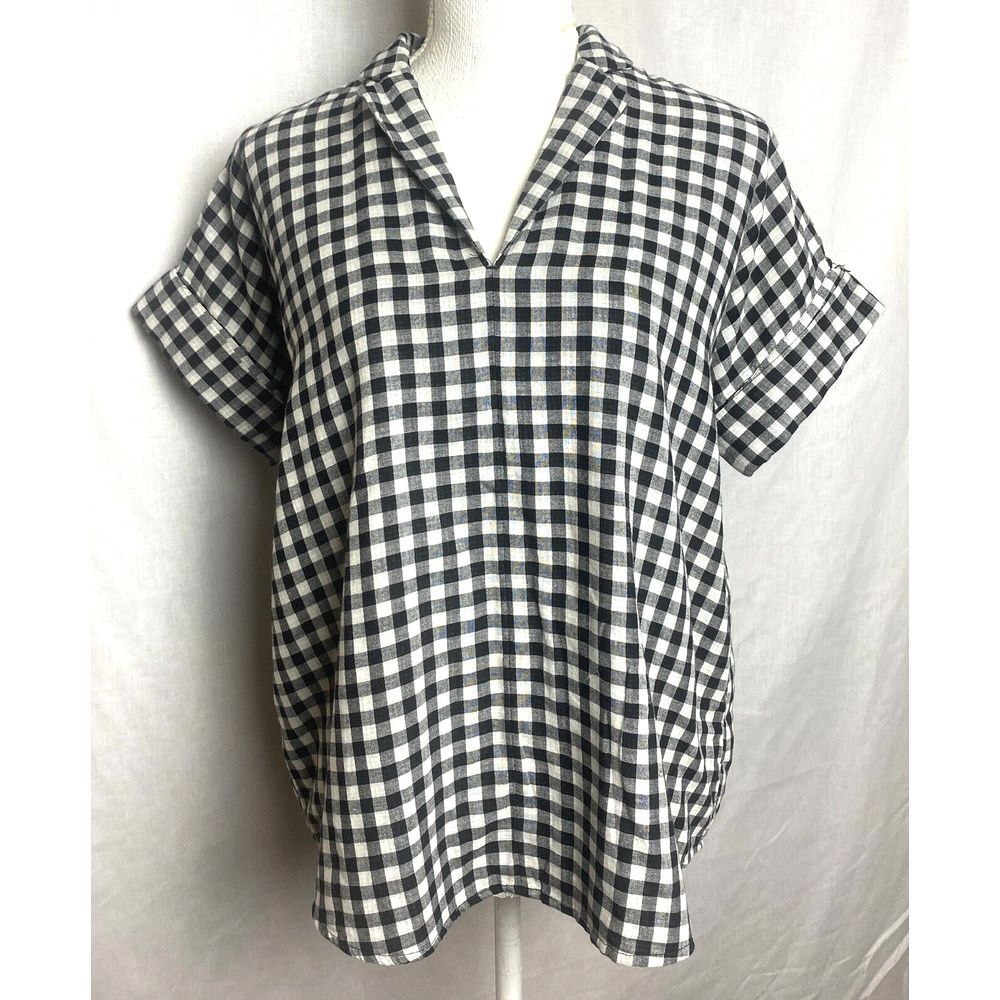 Madewell‎ Womens Double Faced Hayden Popover Top Breeney Plaid Size XS